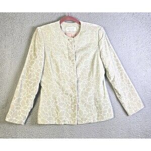 Petite Sophisticate Women Blazer 8P Cream Velvet Feel Abstract Vintage USA